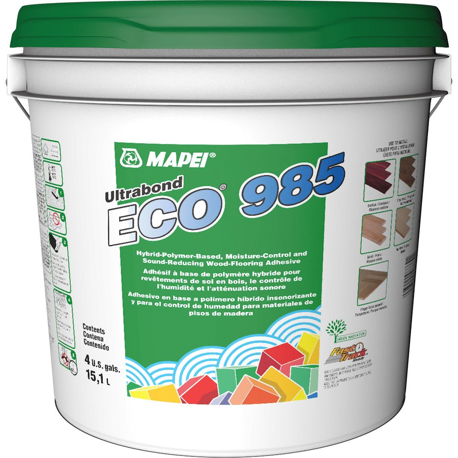 Mapei - Ultrabond ECO 985 Hybrid-Polymer-Based Moisture-Control and Sound-Reducing Wood-Flooring Adhesive - 15.1 L (4 US gal)