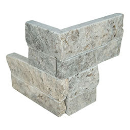 MSI - RockMount™ Stacked Stone M Series Panels - Silver Travertine Mini Corner - 4.5" x 9"