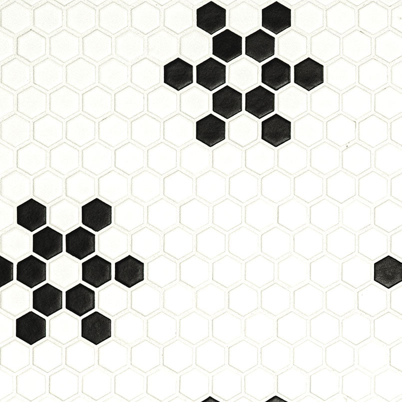 MSI - Domino Collection - White And Black Mod Petal Pattern Matte - 1"