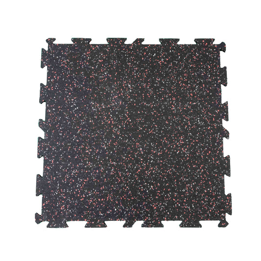 ARMOUR RUBBER - 8MM Interlocking Fitness Tiles - 24"x24" - 20% Red/Grey
