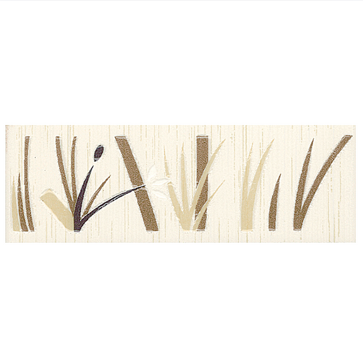 OLYMPIA TILE + STONE - Bamboo Series - Glazed Wall Tile - 2" x 6" - BEIGE - FLORAL - Listello
