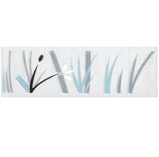 OLYMPIA TILE + STONE - Bamboo Series - Glazed Wall Tile - 2" x 6" - GREY - FLORAL - LISTELLO