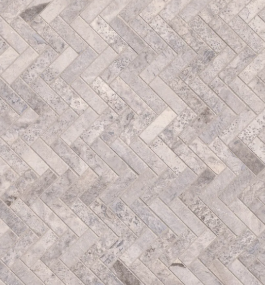 MSI - Silver Travertine - Herringbone Backsplash Tile