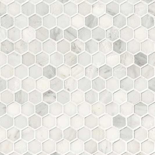 MSI - Arabescato Carrara Tile - Hexagon Mosaic - 1"