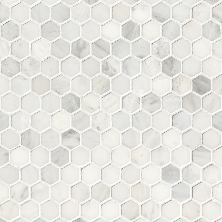 MSI - Arabescato Carrara Tile - Hexagon Mosaic - 1"