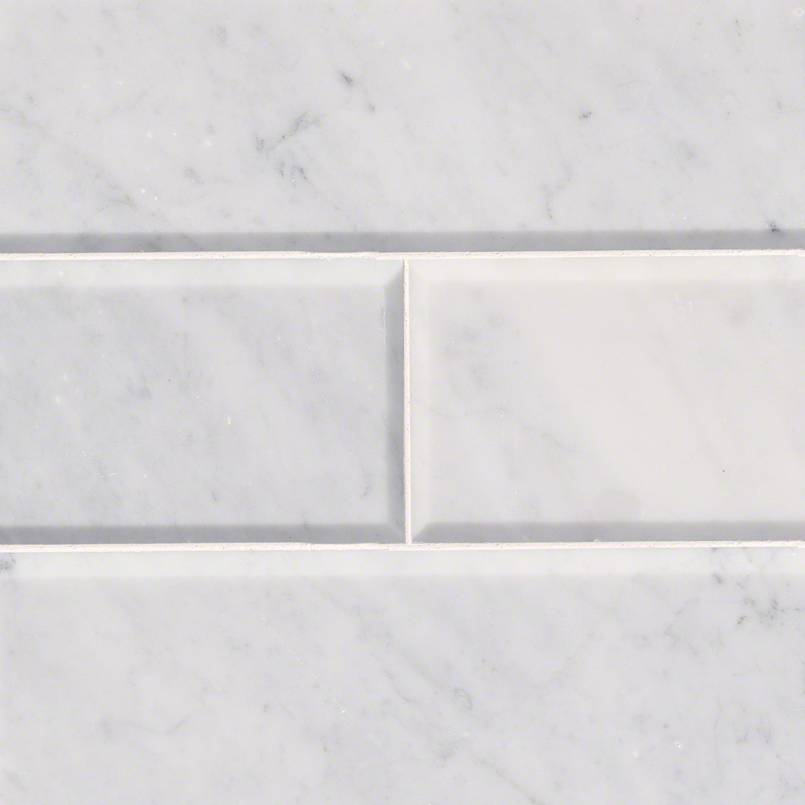 MSI - Marble Tile - Arabescato Carrara - Honed and Big Beveled Finish - 4" x 12"