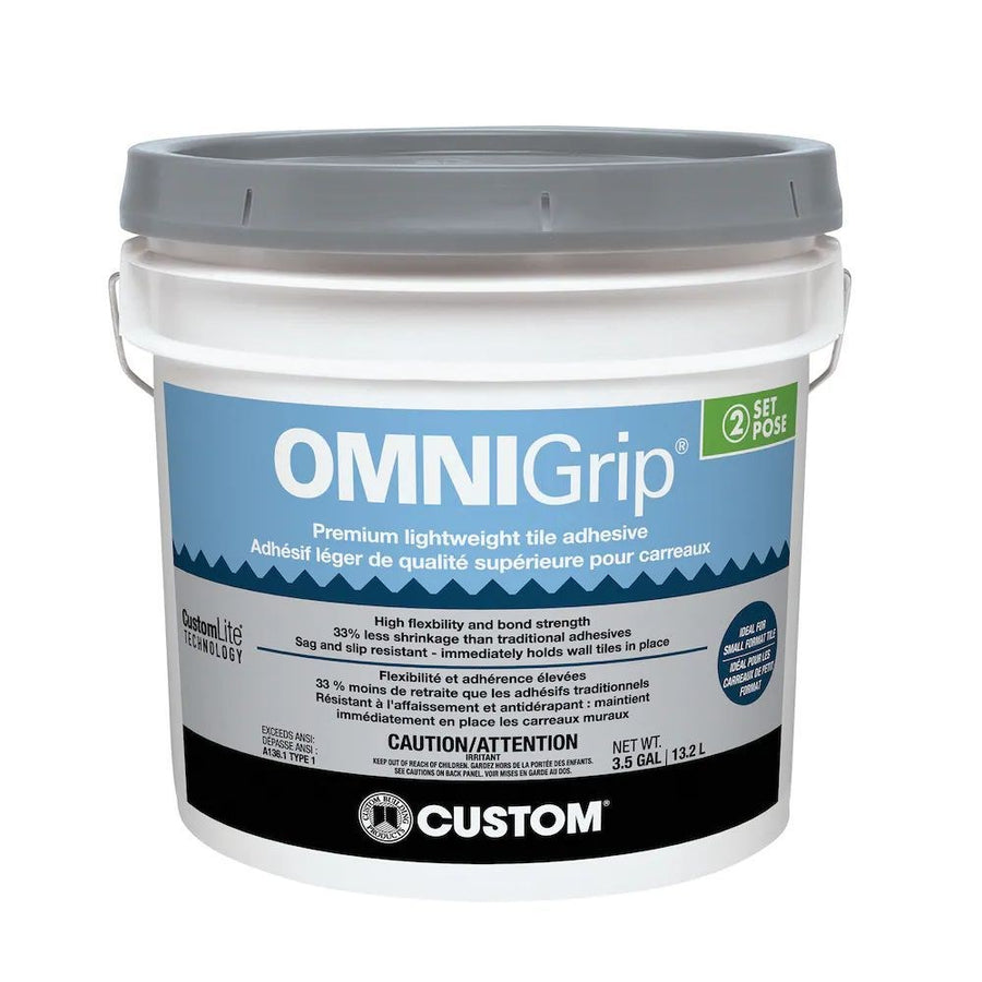 Custom Building Products - Omnigrip Premium Lightweight Tile Adhesive (White) - 13.25 L (3.5 US gal)