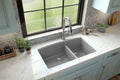 MSI - Stainless Steel Sinks - Double Bowl Sink 60/40-3219 - Grey Quartz