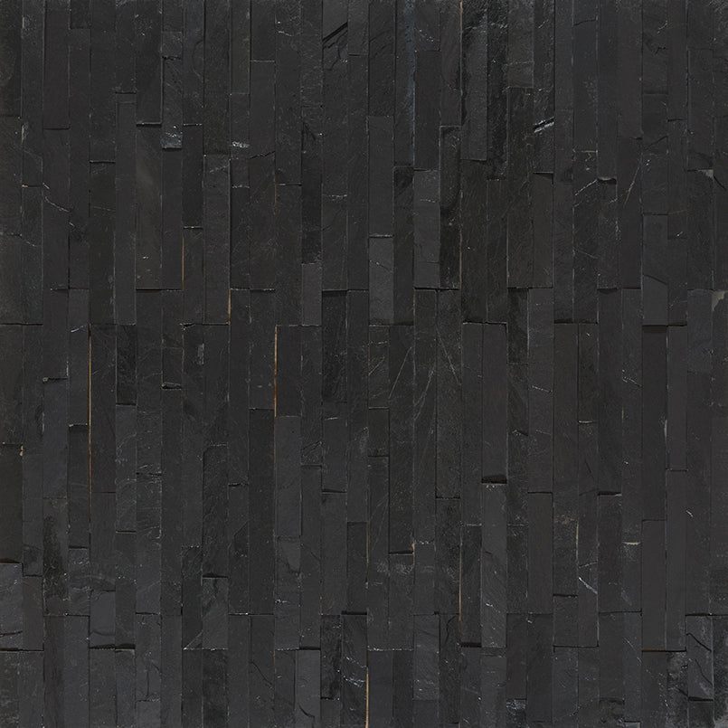 MSI - RockMount™ Stacked Stone M Series Panels -  Premium Black Mini - 4.5" x 16"