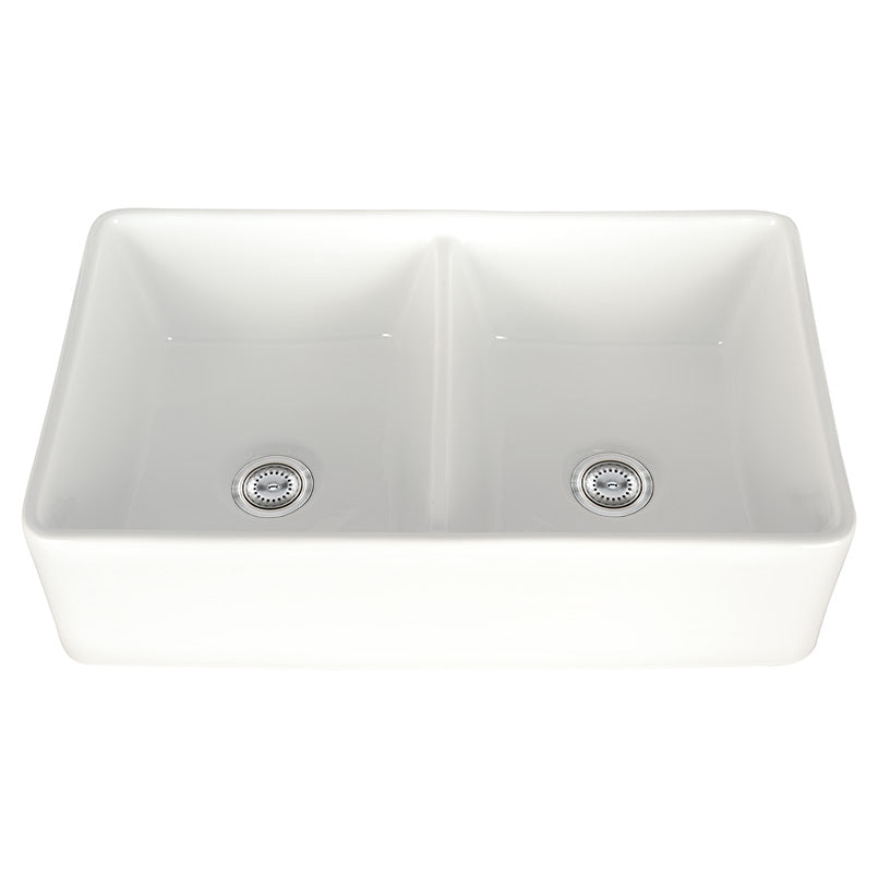 MSI - Fireclay Sinks - Fireclay Farmhouse Double Bowl Sink 50/50-3220 - White