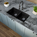 MSI - Stainless Steel Sinks - Double Bowl Sink 50/50-3219 - Black Quartz
