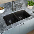 MSI - Stainless Steel Sinks - Double Bowl Sink 50/50-3219 - Black Quartz