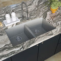 MSI - Stainless Steel Sinks - Double Bowl Sink 50/50-3219 - Grey Quartz
