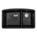MSI - Stainless Steel Sinks - Double Bowl Sink 60/40-3219 - Black Quartz