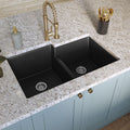 MSI - Stainless Steel Sinks - Double Bowl Sink 60/40-3221 - Black Quartz