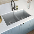 MSI - Stainless Steel Sinks - Double Bowl Sink 60/40-3221 - Grey Quartz