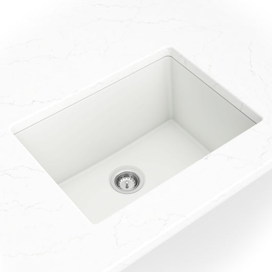 MSI - Stainless Steel Sinks - Single Bowl Sink 2418 - White Quartz