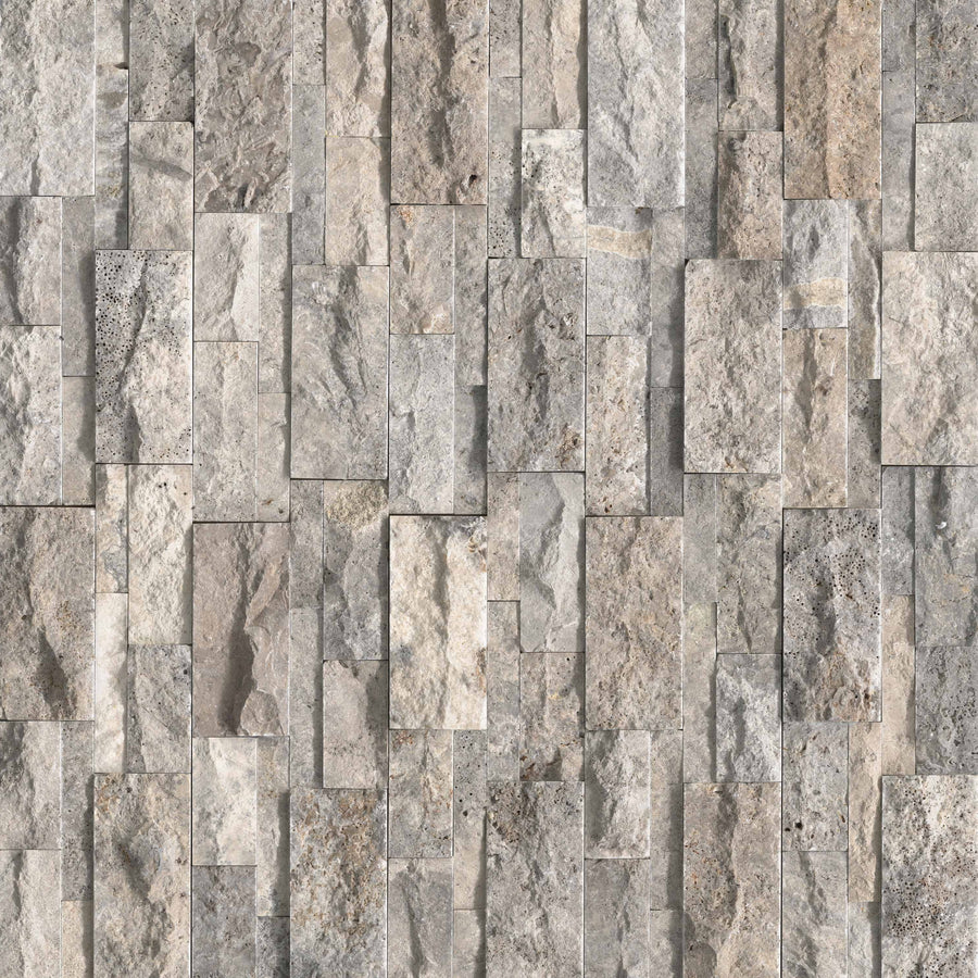 MSI - XL RockMount™ Stacked Stone Panels - Silver Travertine - 9" x 24"
